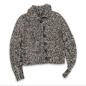 soft chunky knit black and white cardigan sweater